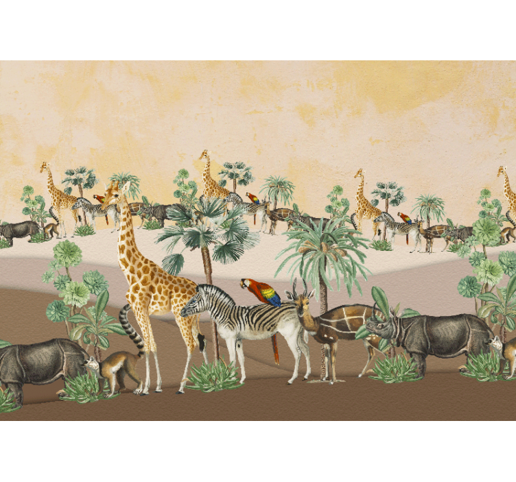 Tapisserie africaine scène de la faune safari - TenStickers