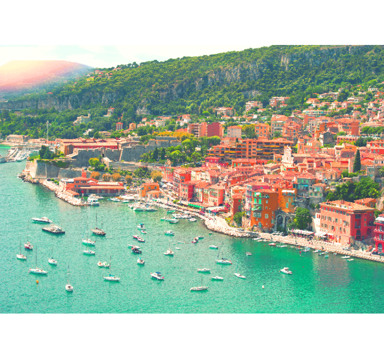 Tapisserie villes et pays village côtier en perspective - TenStickers