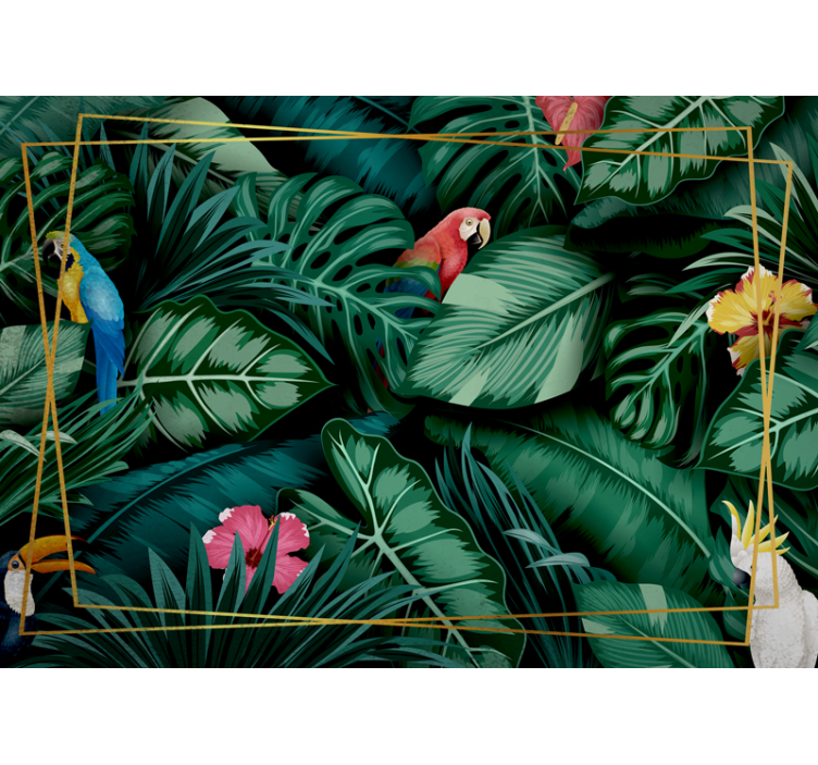 Tapisserie jungle habitat de perroquets tropicaux - TenStickers