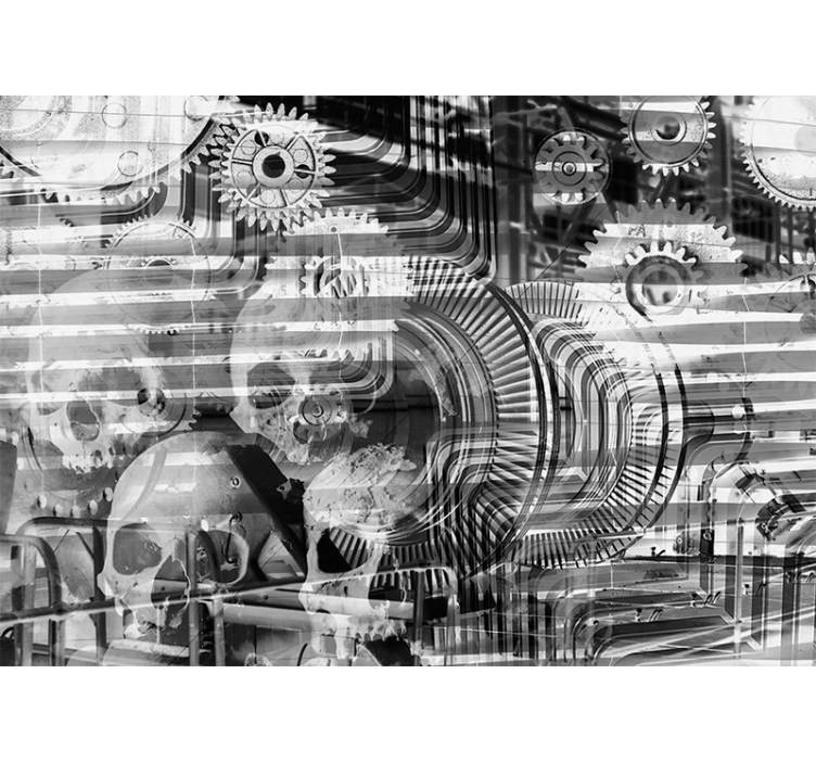 Tapisserie abstraite motifs de crânes mécaniques - TenStickers