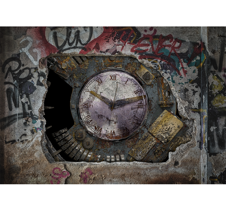 Tapisserie graffiti design horloge rouillée - TenStickers