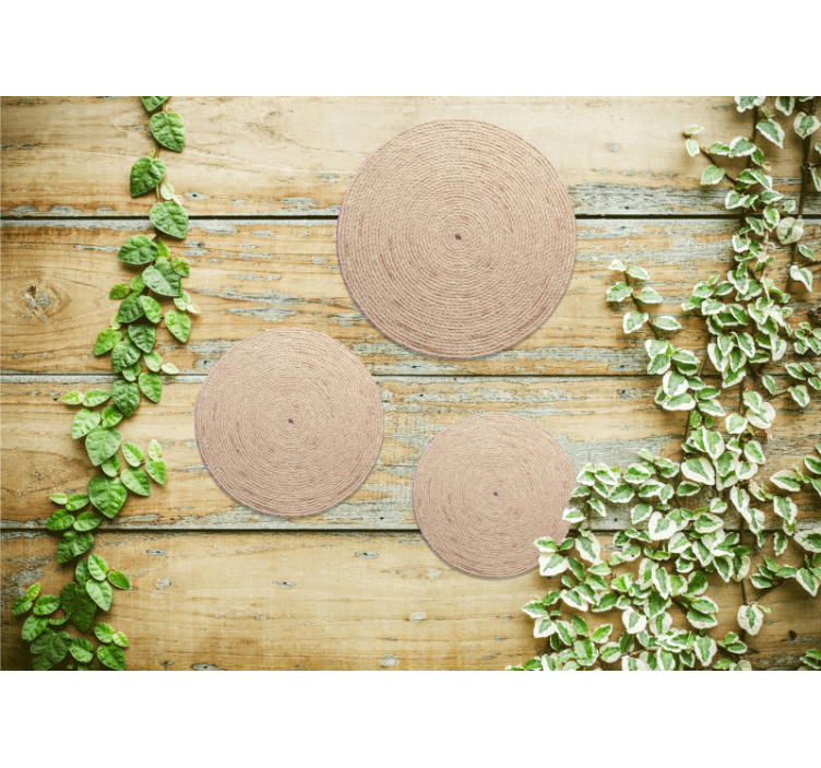 Tapisserie textures et motifs cercles en corde naturelle - TenStickers