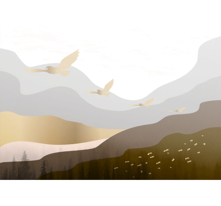 Tapisserie nature silhouettes d'oiseaux volants - TenStickers