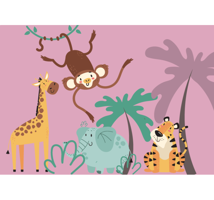 Tapisserie animaux amis joyeux de la jungle - TenStickers