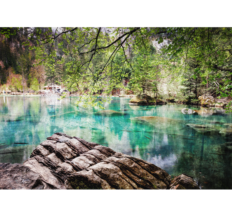 Tapisserie paysage scène de lac tranquille - TenStickers