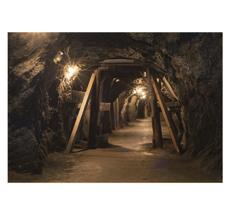 Tapisserie murale salon image d'une vieille mine d'or en bois - TenStickers