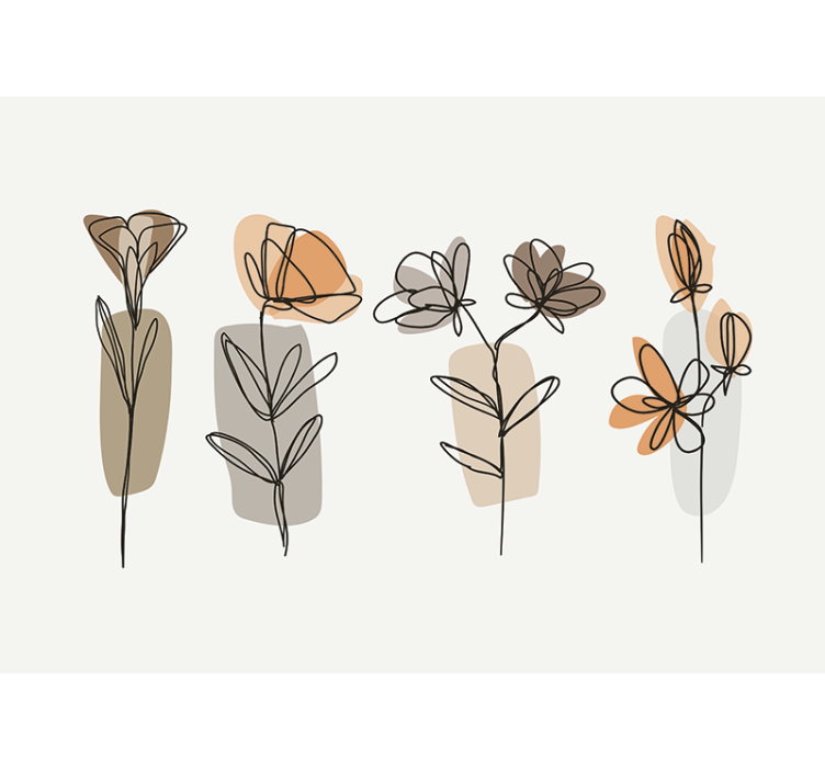 Tapisserie murale de fleurs style minimaliste - TenStickers