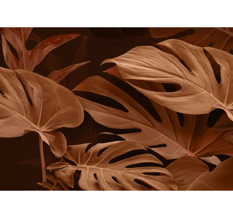 Tapisserie terracotta grandes feuilles denses - TenStickers