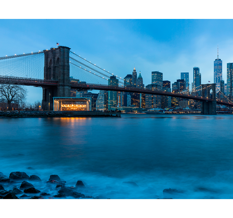 Tapisserie new york paysage nocturne du pont de brooklyn - TenStickers