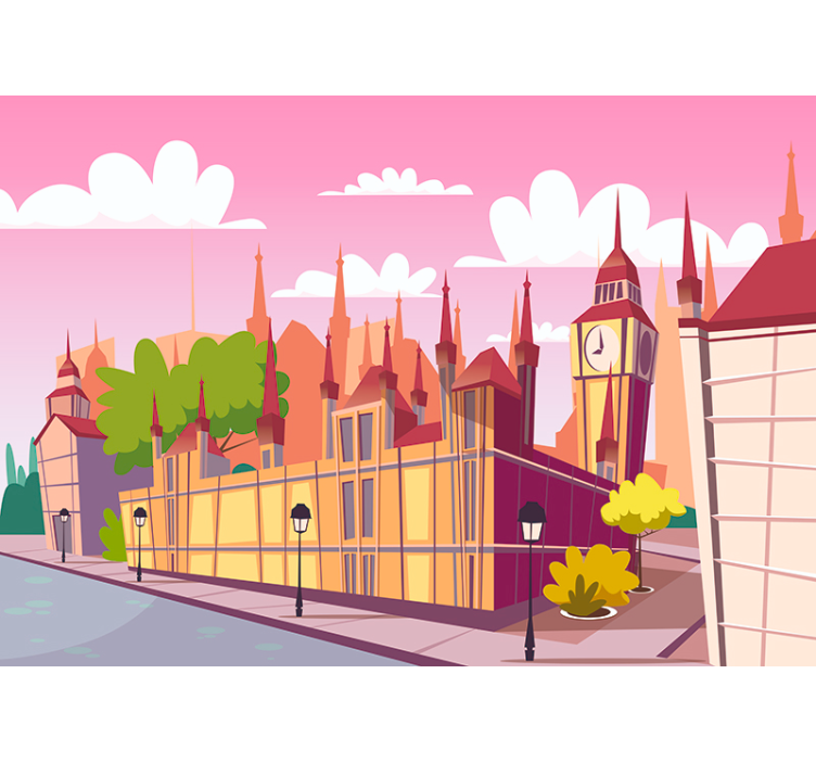 Tapisserie londres paysage urbain de dessin animé - TenStickers
