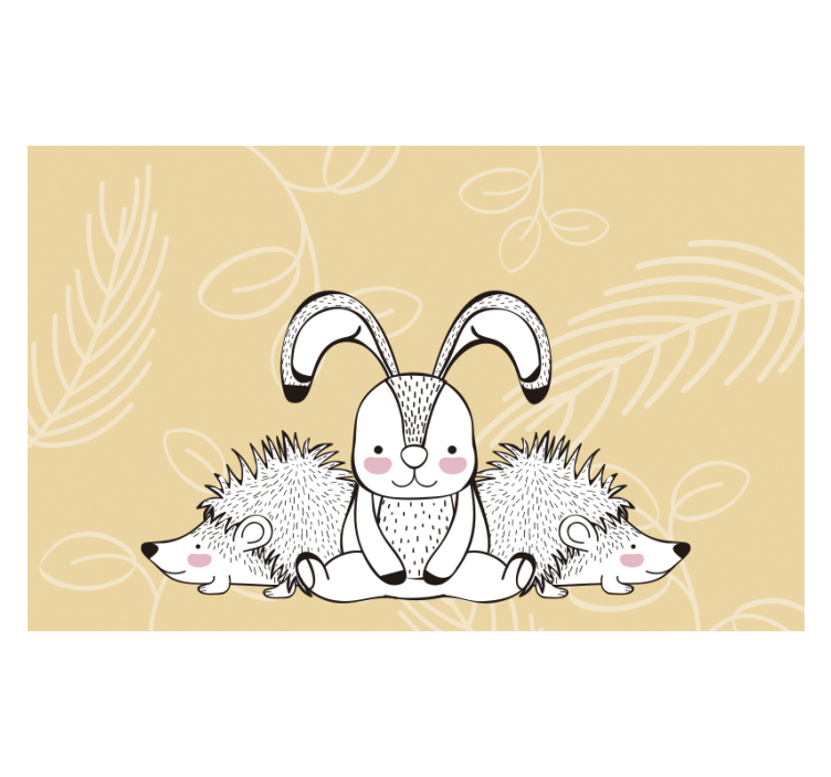 Tapisserie animaux lapin et hérisson mignons - TenStickers