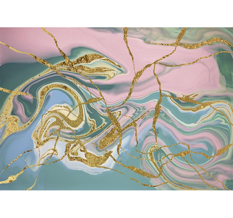 Tapisserie abstraite motif tourbillon doré - TenStickers