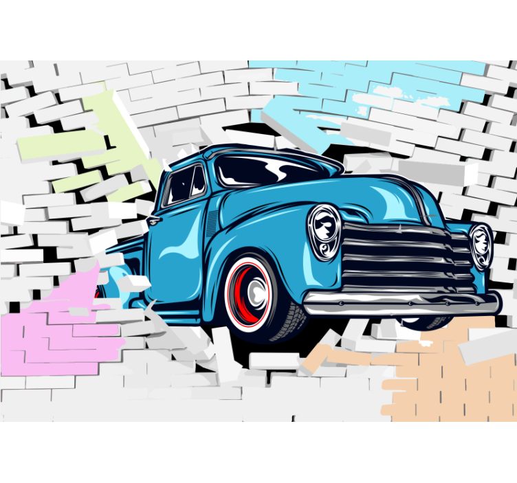 Tapisserie véhicule pickup bleu classique - TenStickers