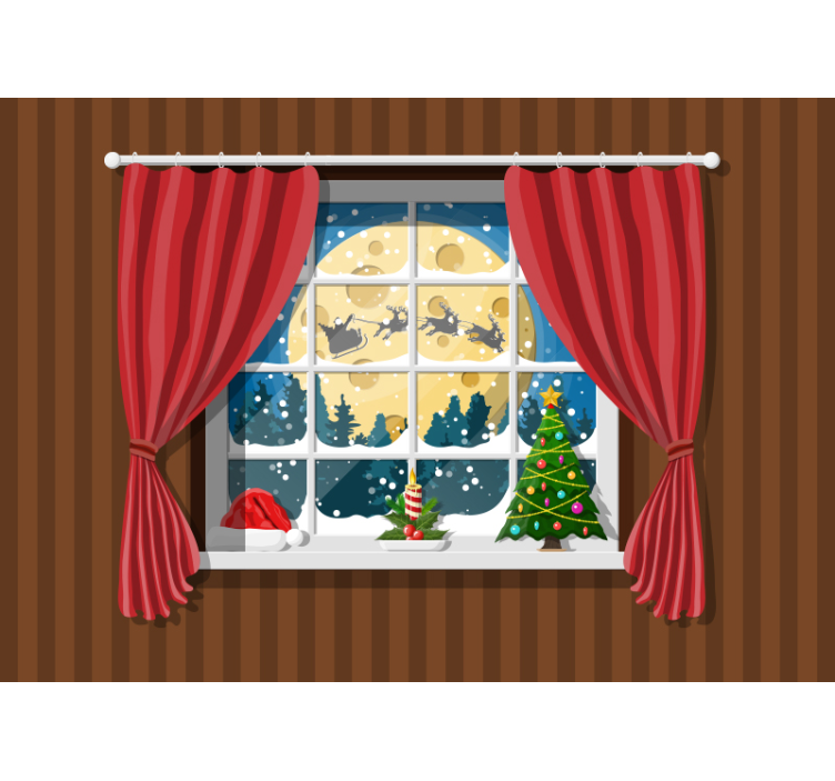 Tapisserie noel scène de fenêtre festive - TenStickers