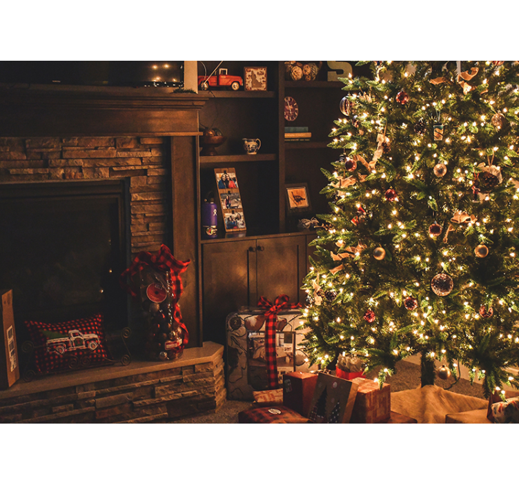 Tapisserie noel illumination festive des arbres - TenStickers