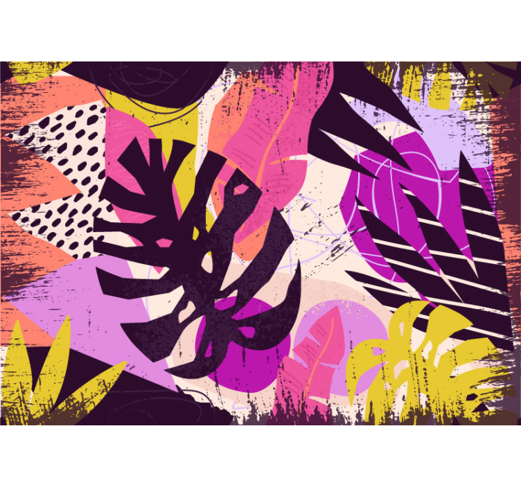 Papier peint mural de fleurs Feuilles de monstera grunge - TenStickers