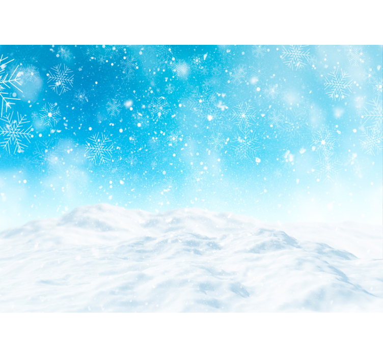 Tapisserie montagne flocons de neige tombant en hiver - TenStickers