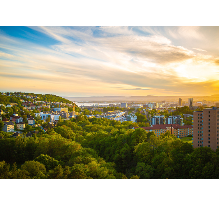 Tapisserie villes et pays vue du paysage urbain - TenStickers