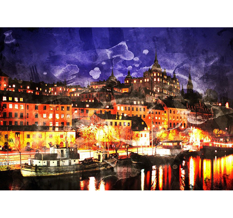 Tapisserie villes et pays nuit animée de la ville - TenStickers