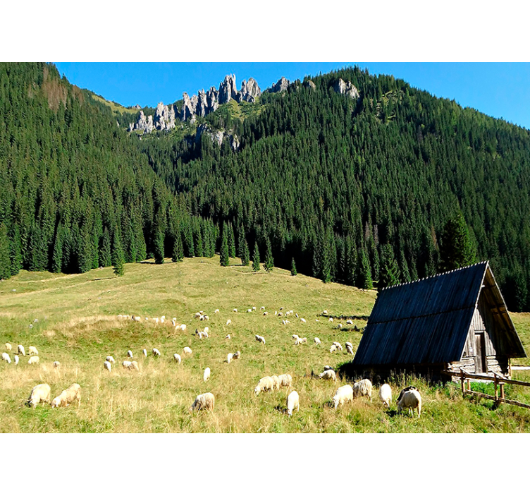 Tapisserie paysage scène de verdure montagneuse - TenStickers