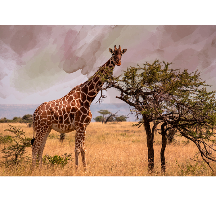 Tapisserie animaux girafe dans la nature - TenStickers