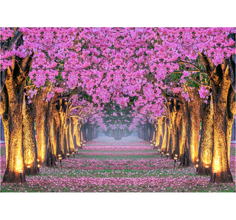 Tapisserie autres fleurs chemin de fleurs roses - TenStickers