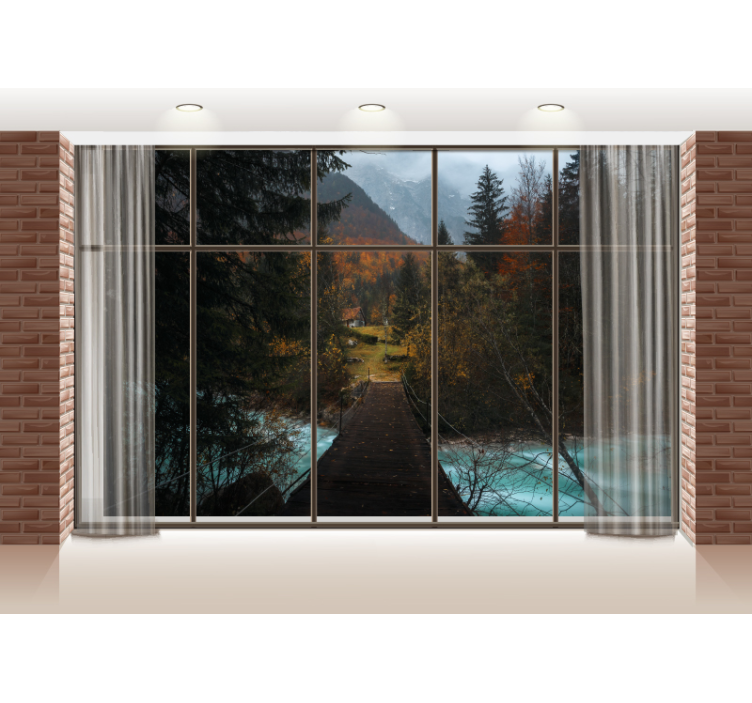 Tapisserie paysage scène de chemin montagneux - TenStickers