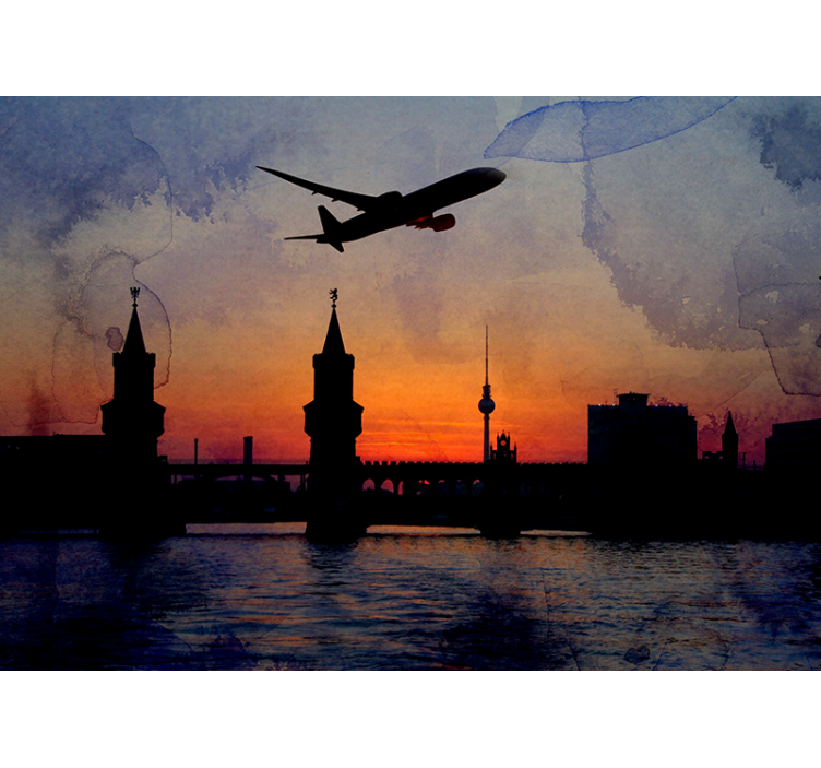 Tapisserie berlin coucher de soleil sur la skyline - TenStickers