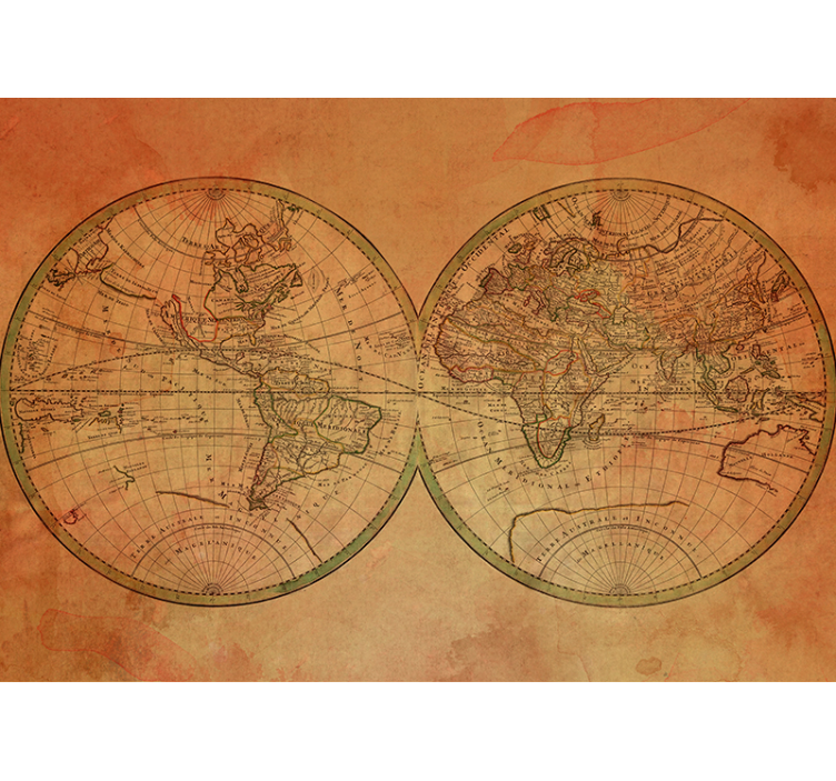 Tapisserie carte du monde atlas mondial rétro - TenStickers