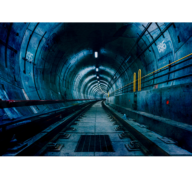 Tapisserie 3D perspective du tunnel souterrain - TenStickers