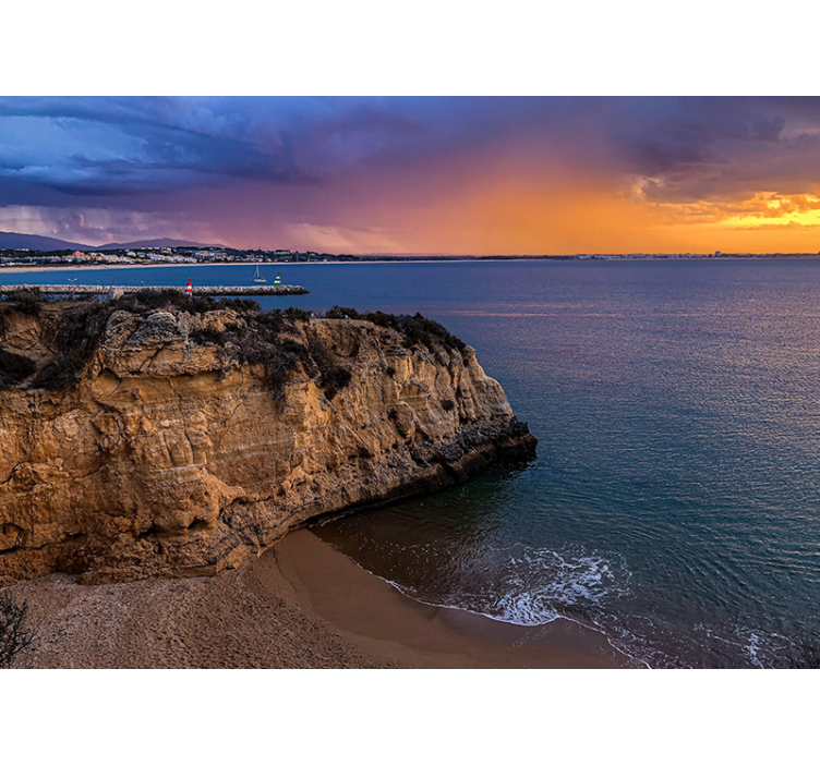 Tapisserie paysage vue sur la falaise en bord de mer - TenStickers