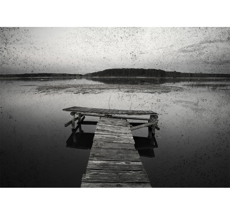 Tapisserie paysage reflets de quai pittoresques - TenStickers