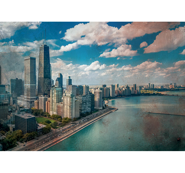 Tapisserie villes et pays perspective de chicago - TenStickers