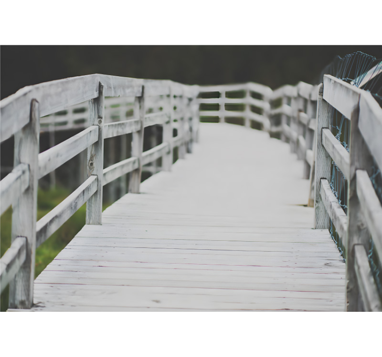 Papier peint 3D Image de pont en bois blanc - TenStickers