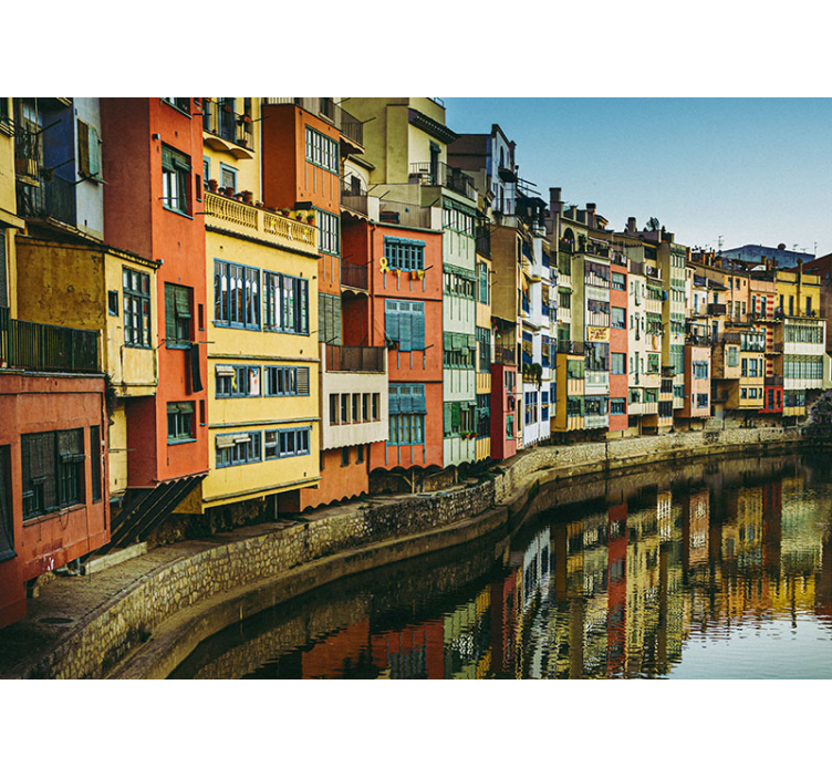 Tapisserie villes et pays maisons colorées au bord de l'eau - TenStickers