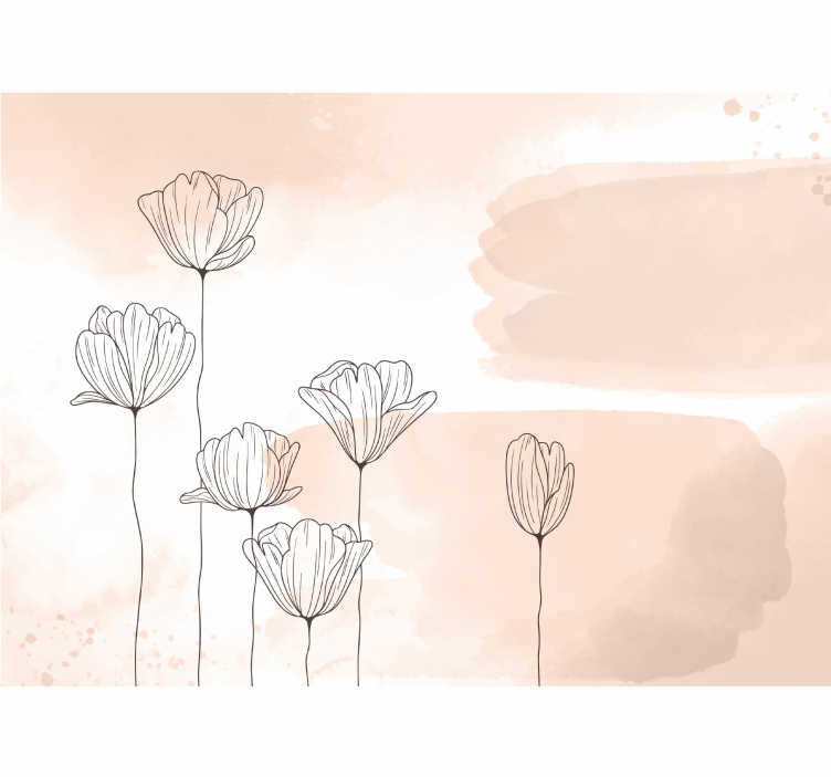 Papier peint mural de fleurs Ligne de fleurs - TenStickers