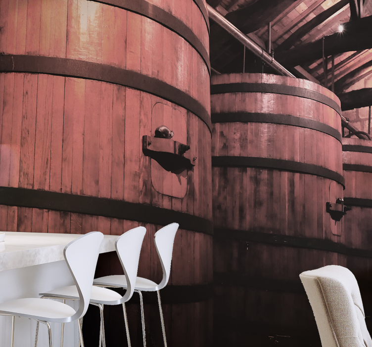 Papier peint vintage Grands vieux tonneaux de vin - TenStickers