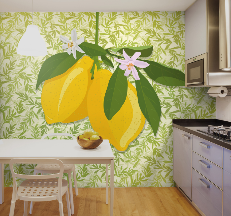 Papier peint fleuri Citronnier - TenStickers
