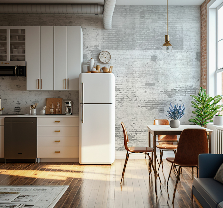 Tapisserie murale brique vieux mur blanc - TenStickers