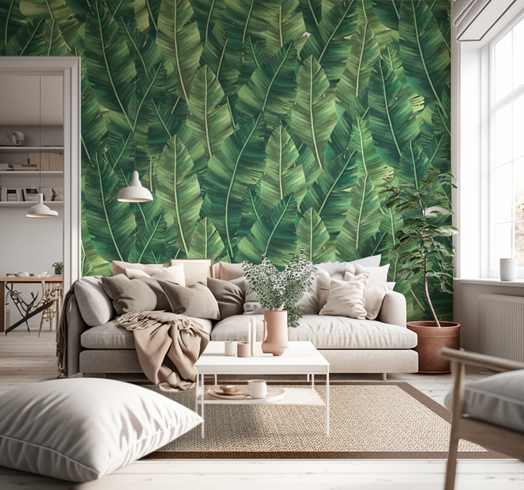 Tapisserie murale nature grandes feuilles - TenStickers