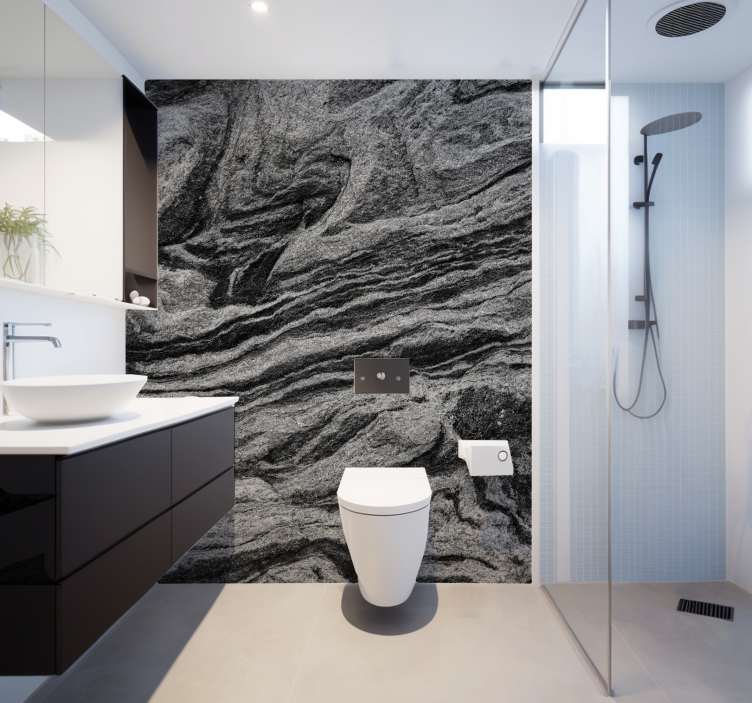 Tapisserie murale salle de bain texture grise naturelle - TenStickers