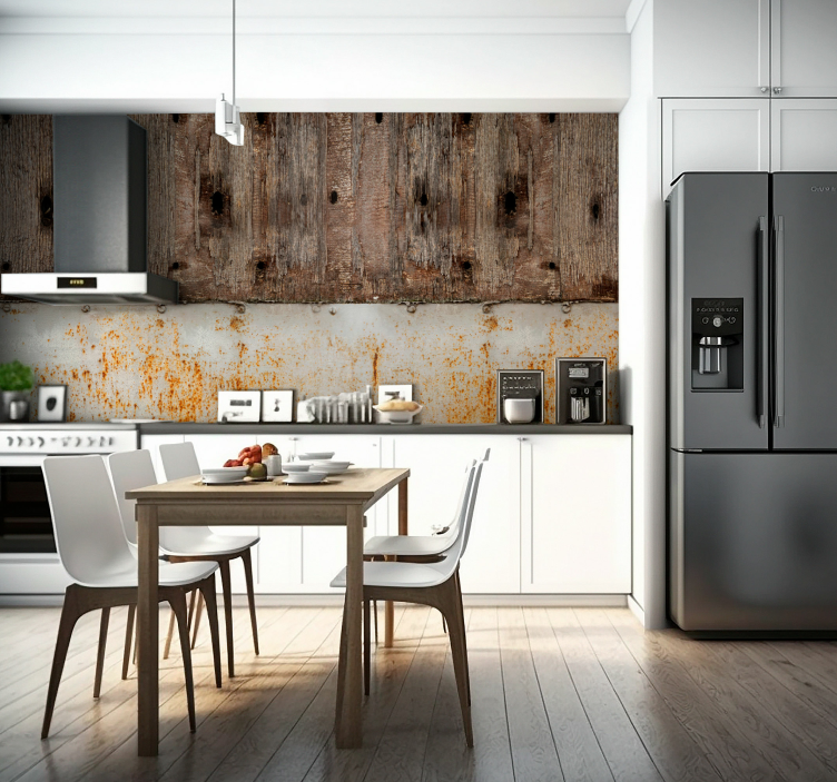 Tapisserie murale textures et motifs métal et copeaux de bois - TenStickers