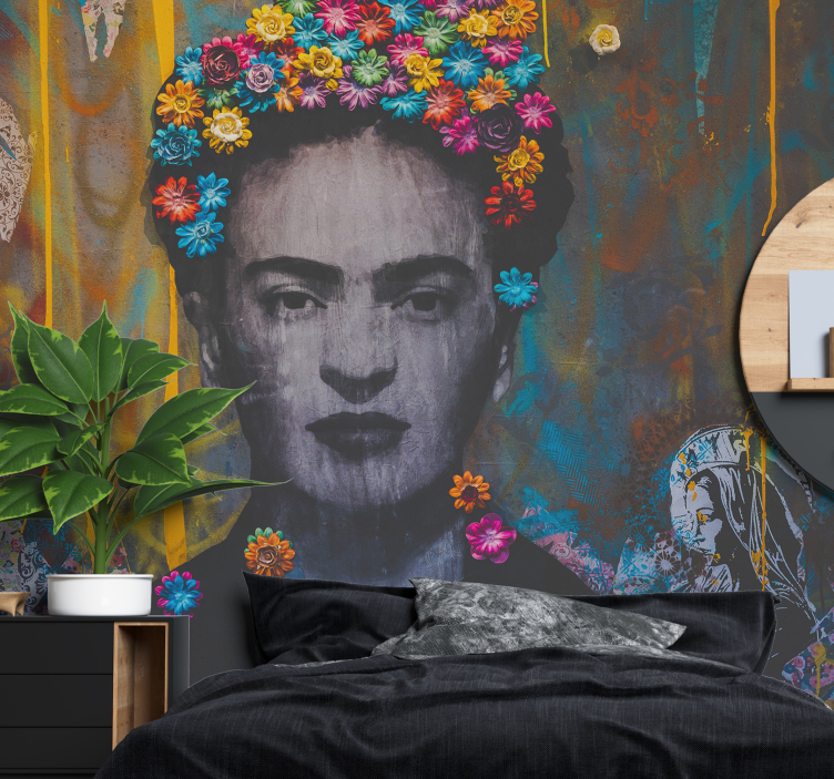 Papier peint mural art urbain Fille d'art kahlo boho - TenStickers