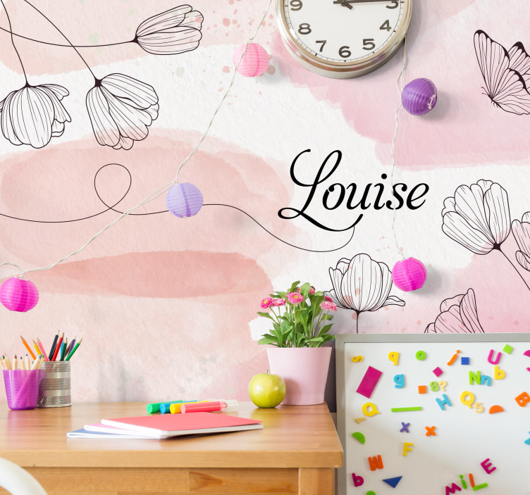 Papier peint mural Belles fleurs avec nom - TenStickers