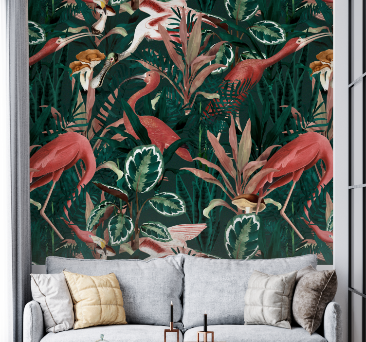 Papier peint mural d'animaux Oiseaux exotiques de jardin vintage - TenStickers