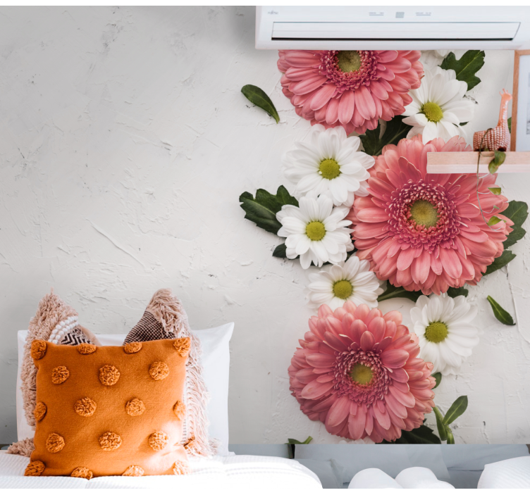 Papier peint mural de fleurs Fleurs de marguerite rose 3d - TenStickers