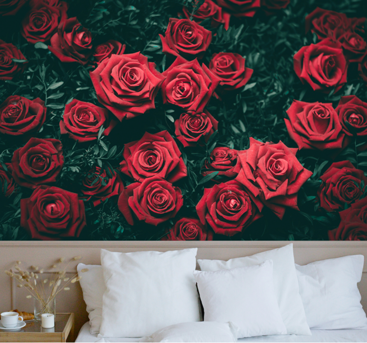 Papier peint mural roses Roses rouge vif - TenStickers