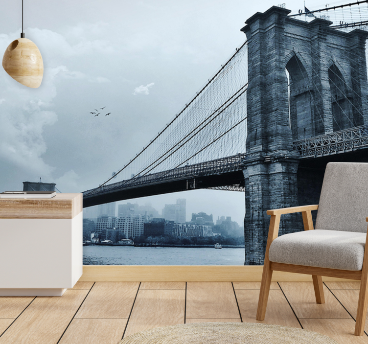 Papier peint new york Pont de manhattan hiver - TenStickers