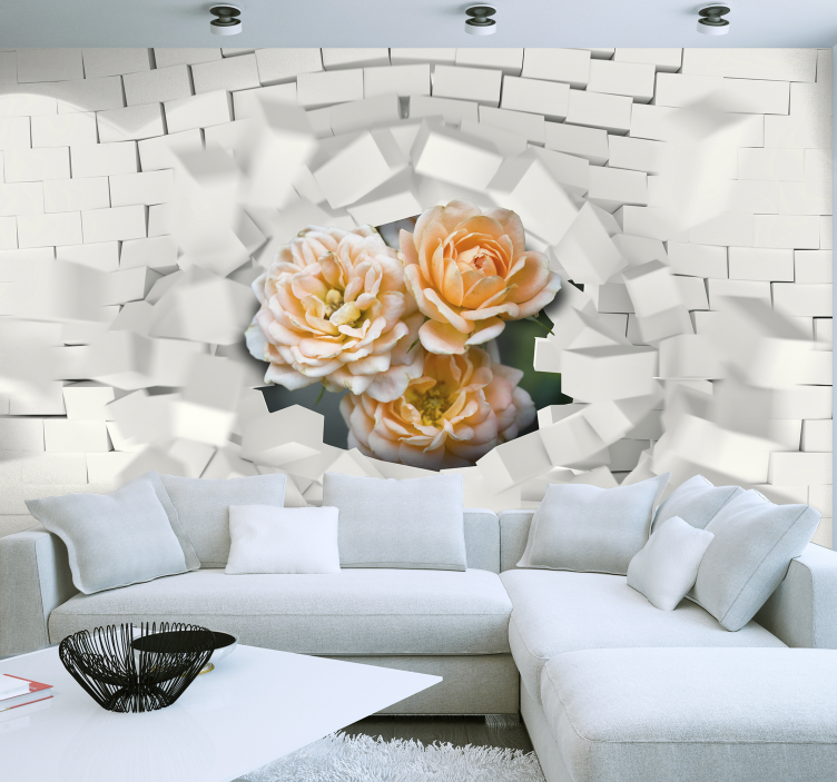 Tapisserie 3D effet floral 3d explosif - TenStickers