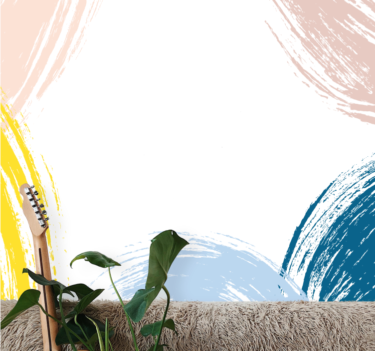 Tapisserie abstraite coups de pinceau minimalistes - TenStickers